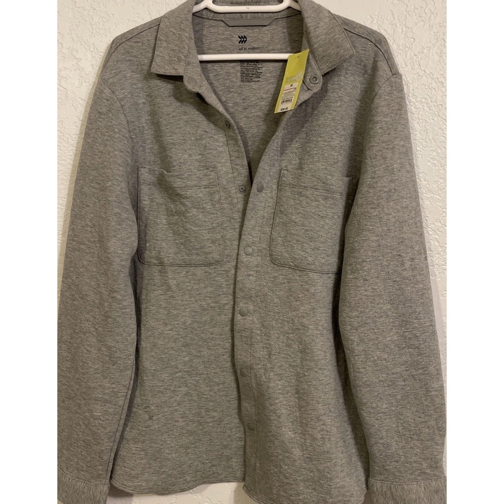 All In Motion Women's Cotton/Poly. Jacket Sz. M Gray Long Sleeve Snap Closure